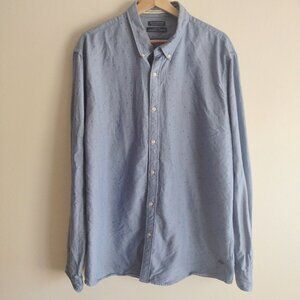 Scotch & Soda Mens Oxford Shirt XXL Blue Dot Cotton Classic Fit Button Up